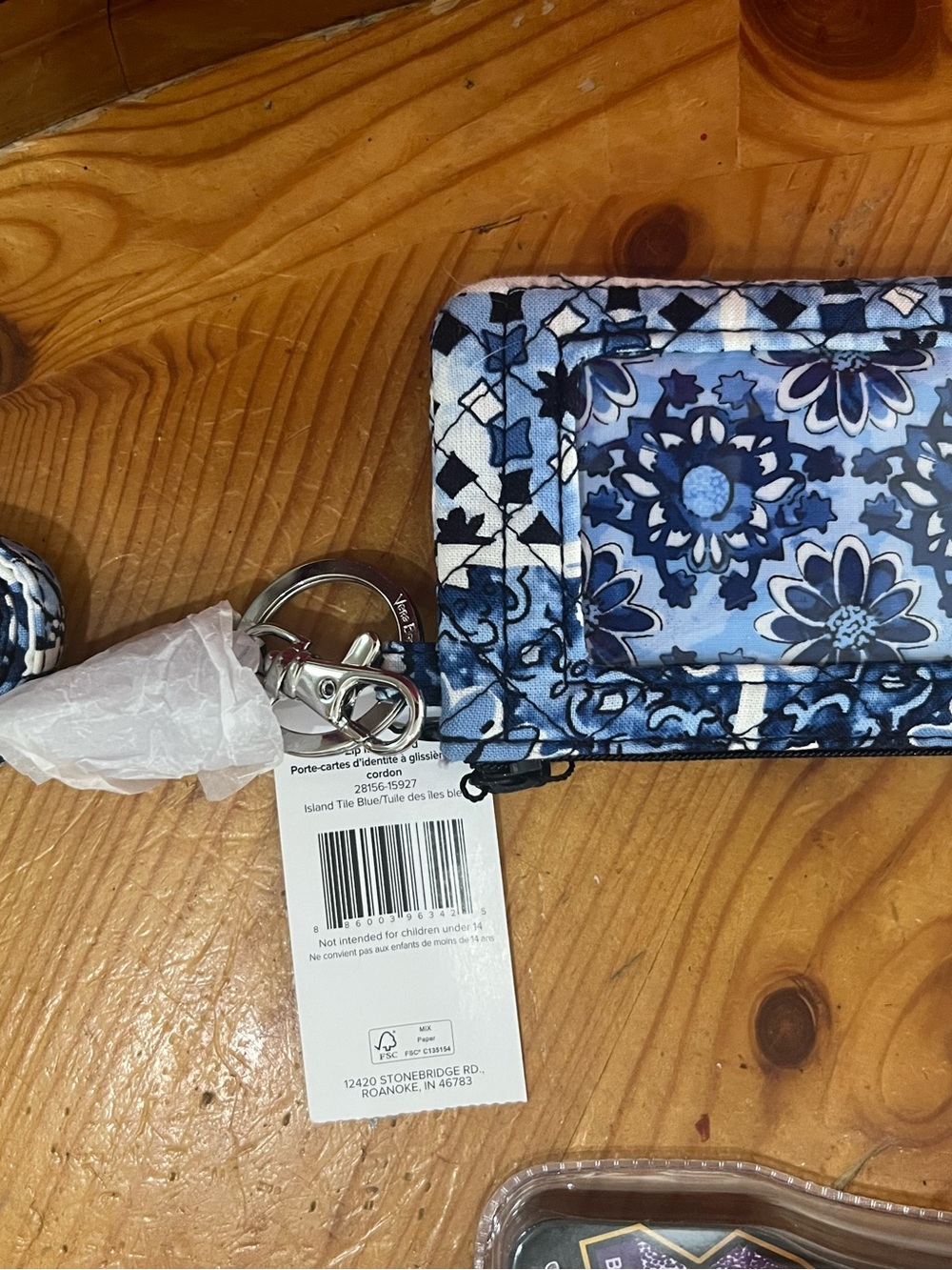 Blue Floral Quilted ID Wallet with Key Ring Vera Bradley